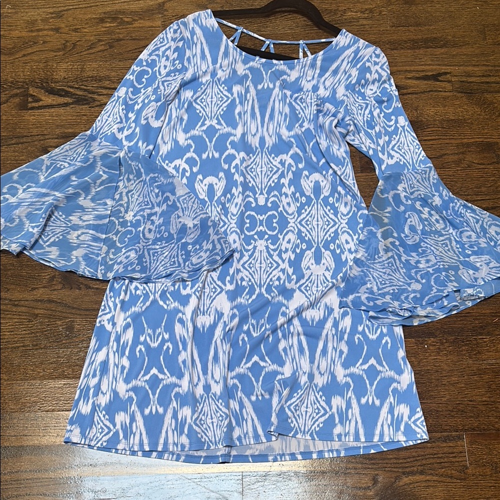 MSK Sky and White Patterned Dress